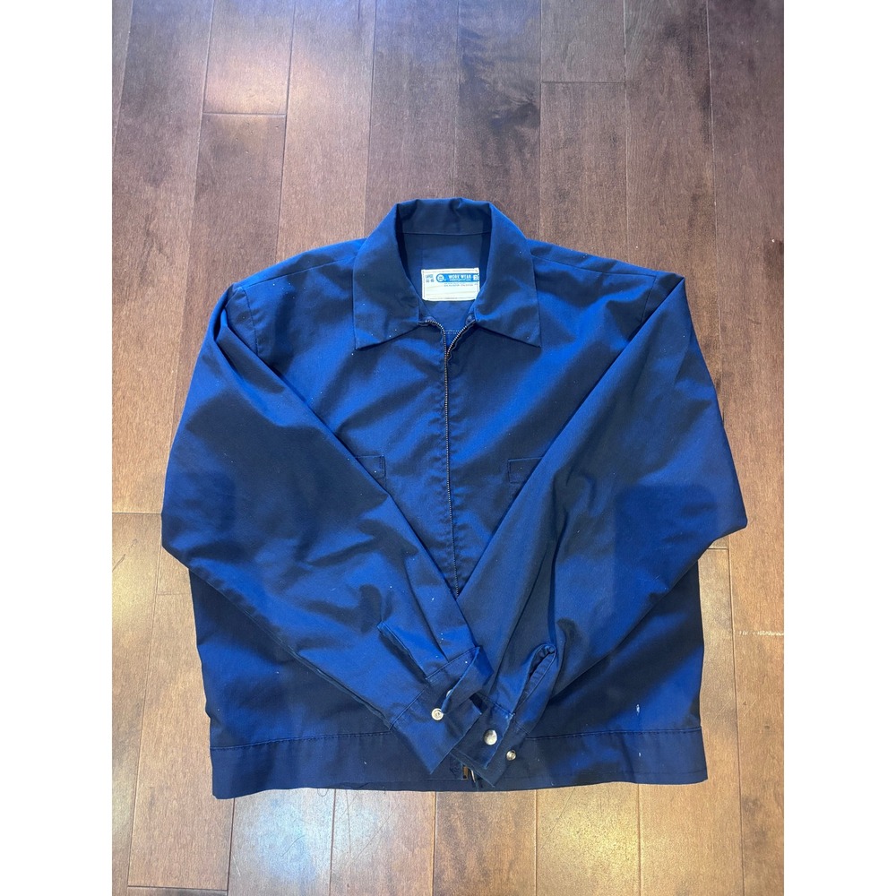 Vintage Big Ben Wrangler Ford Work Jacket Navy Blue Mens XL Automotive Patch